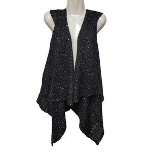 Black Sequin Sweater Open Cardigan Spring Fall Winter Size S/M